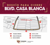 Cierran por 10 días un tramo del boulvard Casa Blanca de Tijuana para reparar socavón
